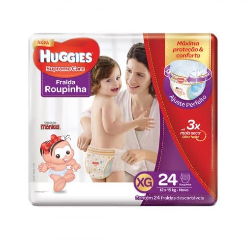 Fralda Huggies XG Supreme Care Roupinha Mega 24 Unidades