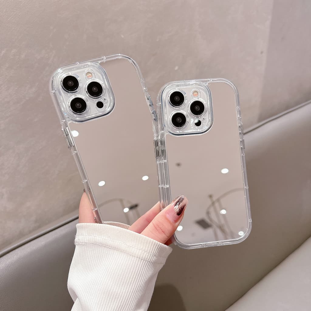 Espelho de Maquiagem HD para Celular Case Capa Capinha De Celular Para iPhone 11 12 13 14 15 16 17 Pro Max XR