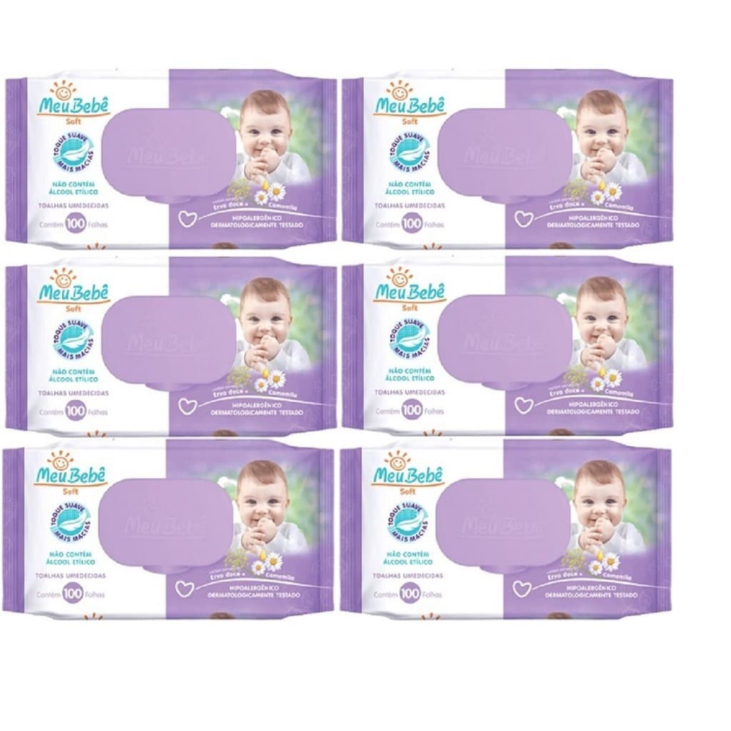 Kit 06 Toalha Umedecida Meu Bebe Soft Com 100Un – Hygieline