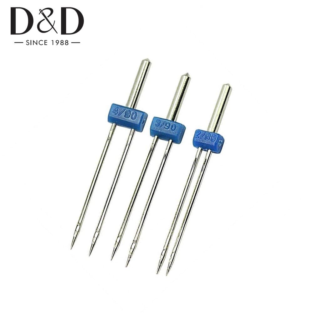 3Pcs/Set 3 Tamanhos 2.0/90 3.0 4.0 Agulhas Duplas Com Caixa Plástica Para Máquina De Costura Doméstica Ferramenta De