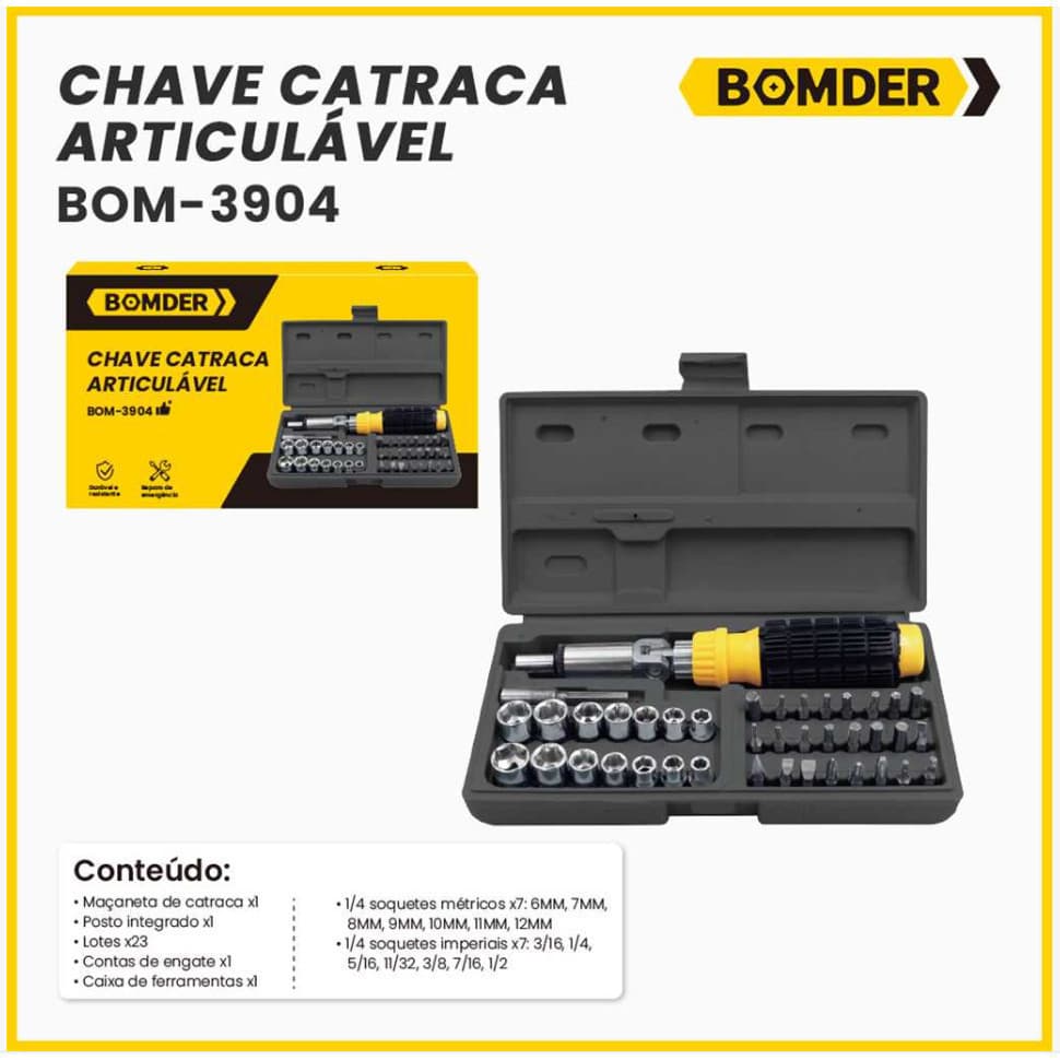 Kit Jogo de Chaves Fenda, Phillips, Bits e Catraca 40 Peças com Maleta