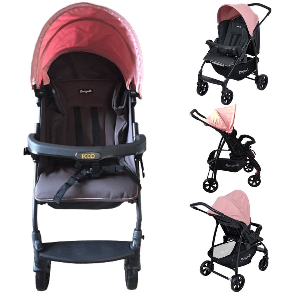 Carrinho de Bebe com Bebe Conforto Moises Burigotto CZ Rosa