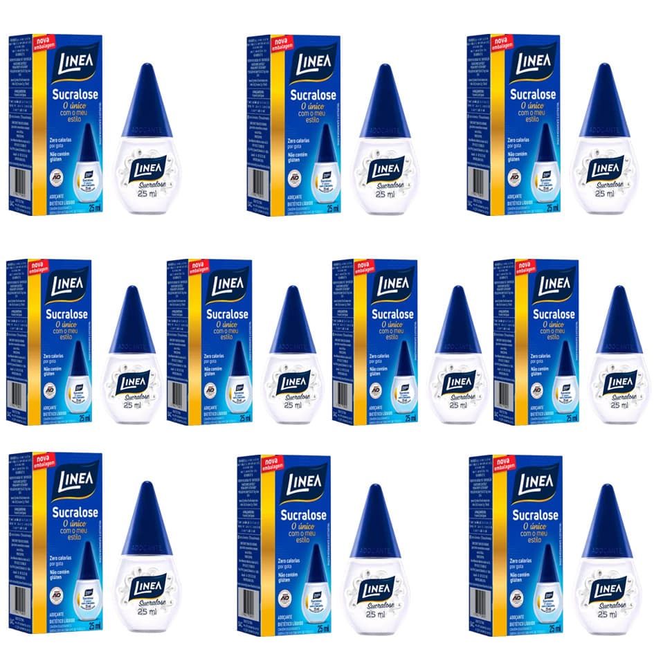 KIT 10 Adoçante Líquido Sucralose 25ml - Linea