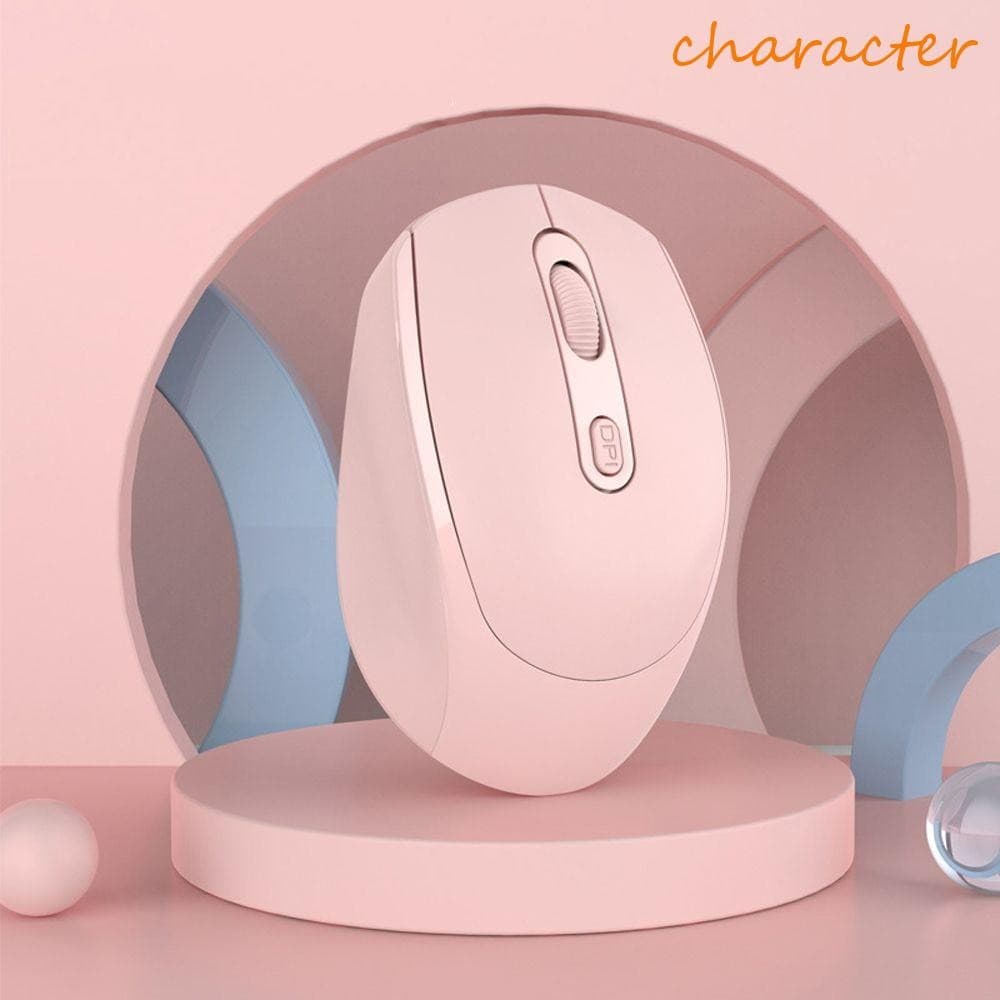 Personagem Mouse Mudo Sem Fio PC Laptop Mini Ergonômico Silencioso Modo Único Rosa Ratos
