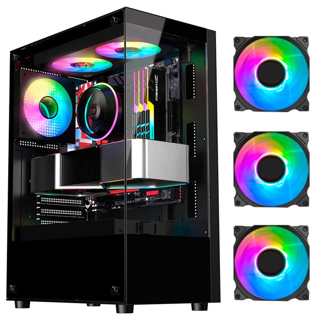 Gabinete Gamer Mid Tower RGB ATX em Vidro Temperado GB1792 COM CONTROLADORA EMBUTIDA