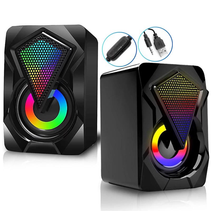 Caixa de Som Gamer 2.1 Com Led RGB Para Pc Notebook computador Usb P2