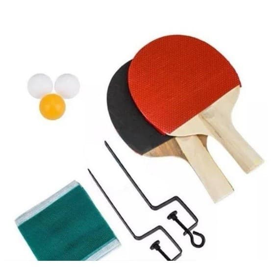 Kit Ping Pong Tenis De Mesa 2 Raquetes 3 Bolas Suporte Rede MBFIT