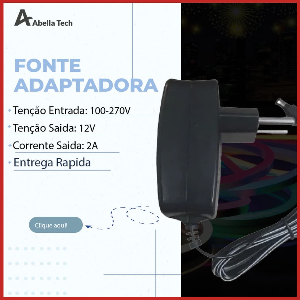 Fonte de Energia Alimentação Adaptadora 12V Bivolt 110V-220V