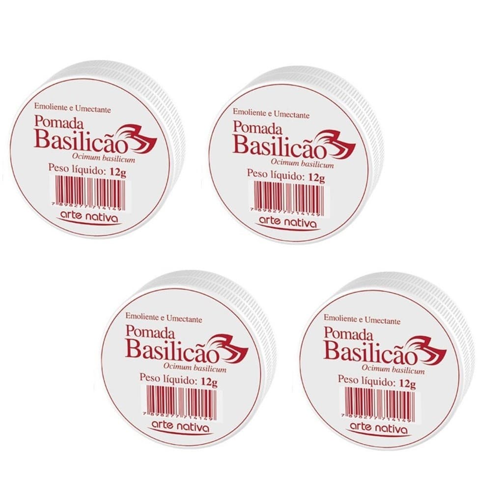 Kit 4 Pomada Basilicão 12g Emoliente Umectante - Arte Nativa