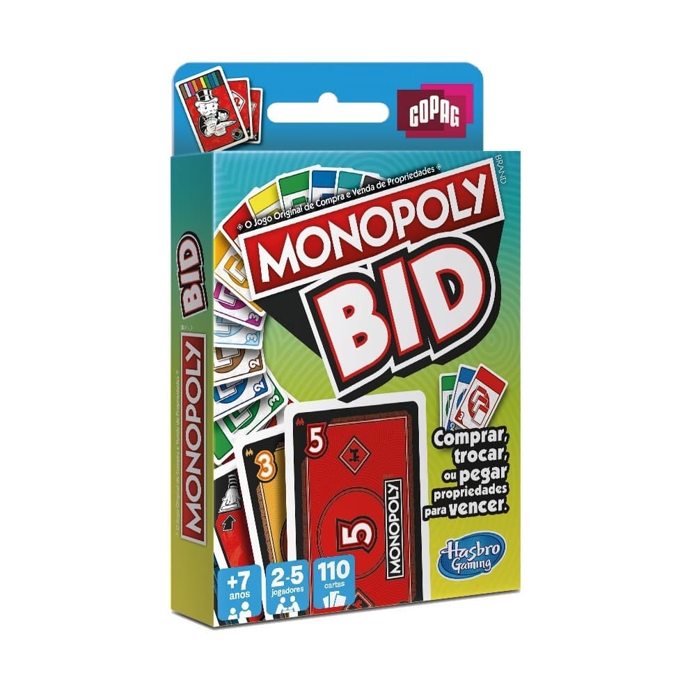 JOGO MONOPOLY BID COPAG 110 CARTAS BARALHO DIVERSÃO BRINCADEIRA FAMÍLIA COMPRA VENDA PROPRIEDADES