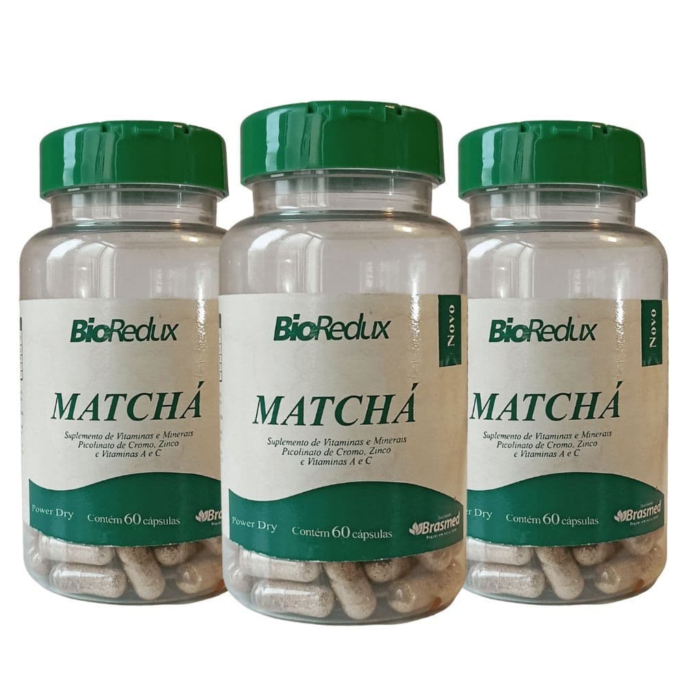 Kit 3 Matchá - Suplemento De Vitaminas e Minerais (Picolinato De Cromo, Zinco e Vitaminas A e C) 60 Cápsulas - Propriedades antioxidantes!