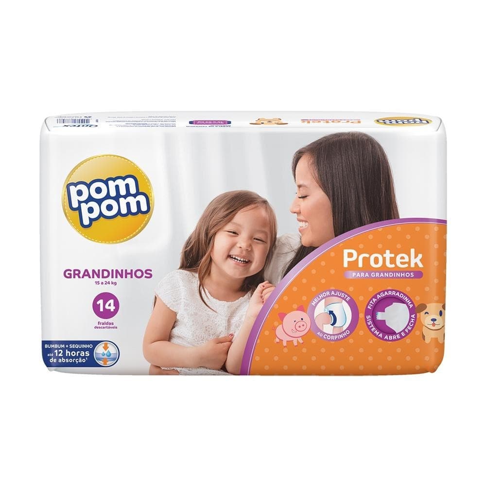 Fralda Pom Pom Protek Jumbo G com 14un