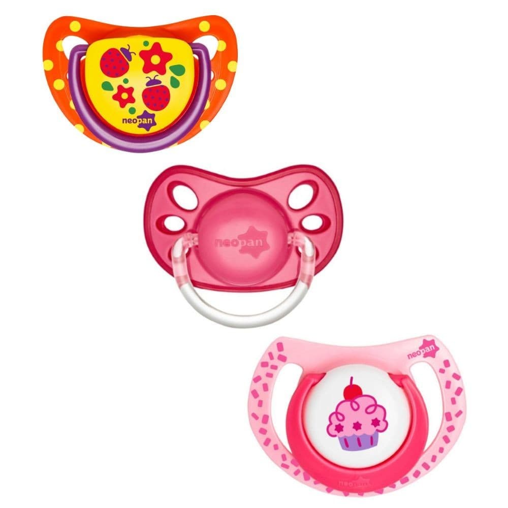 Kit 3 Chupetas Neopan Orto F2 Rosa/Cupcake/Joaninha
