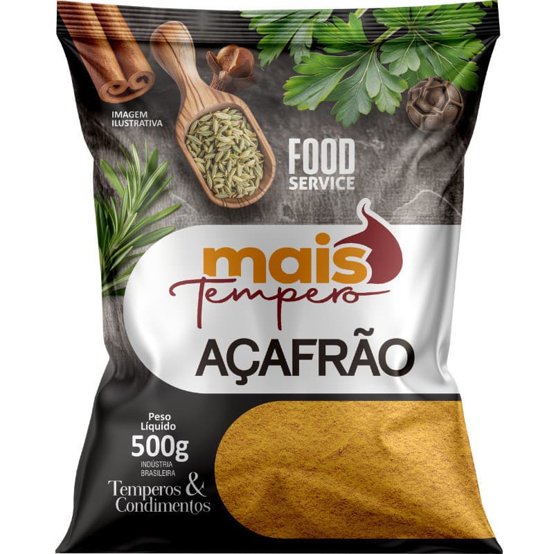 Açafrão Cúrcuma em Pó Premium 500G Mais Temperos E Condimentos Sabores 100% Natural: Produto Sem Conservante e Sem Sal