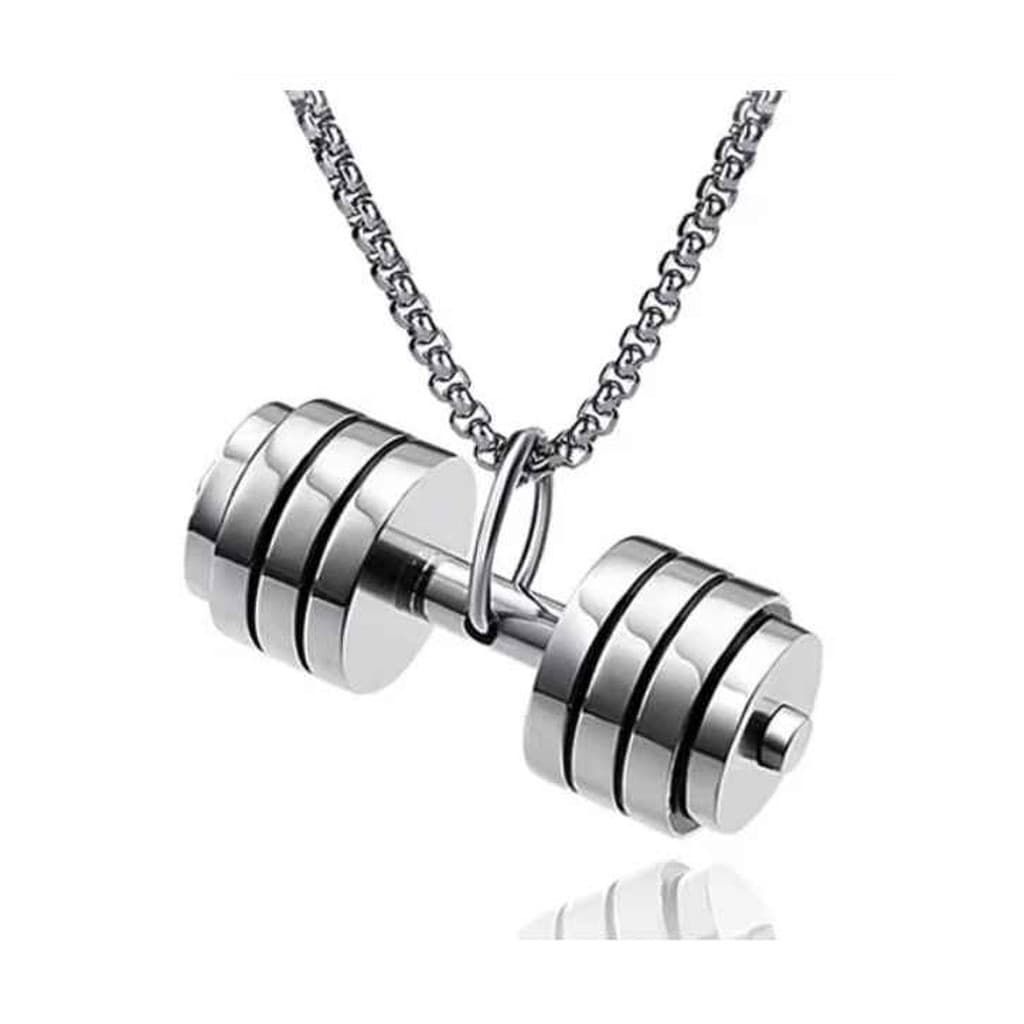 Cordão Fit Halter Aço Inoxidável Colar Masc Peso Academia