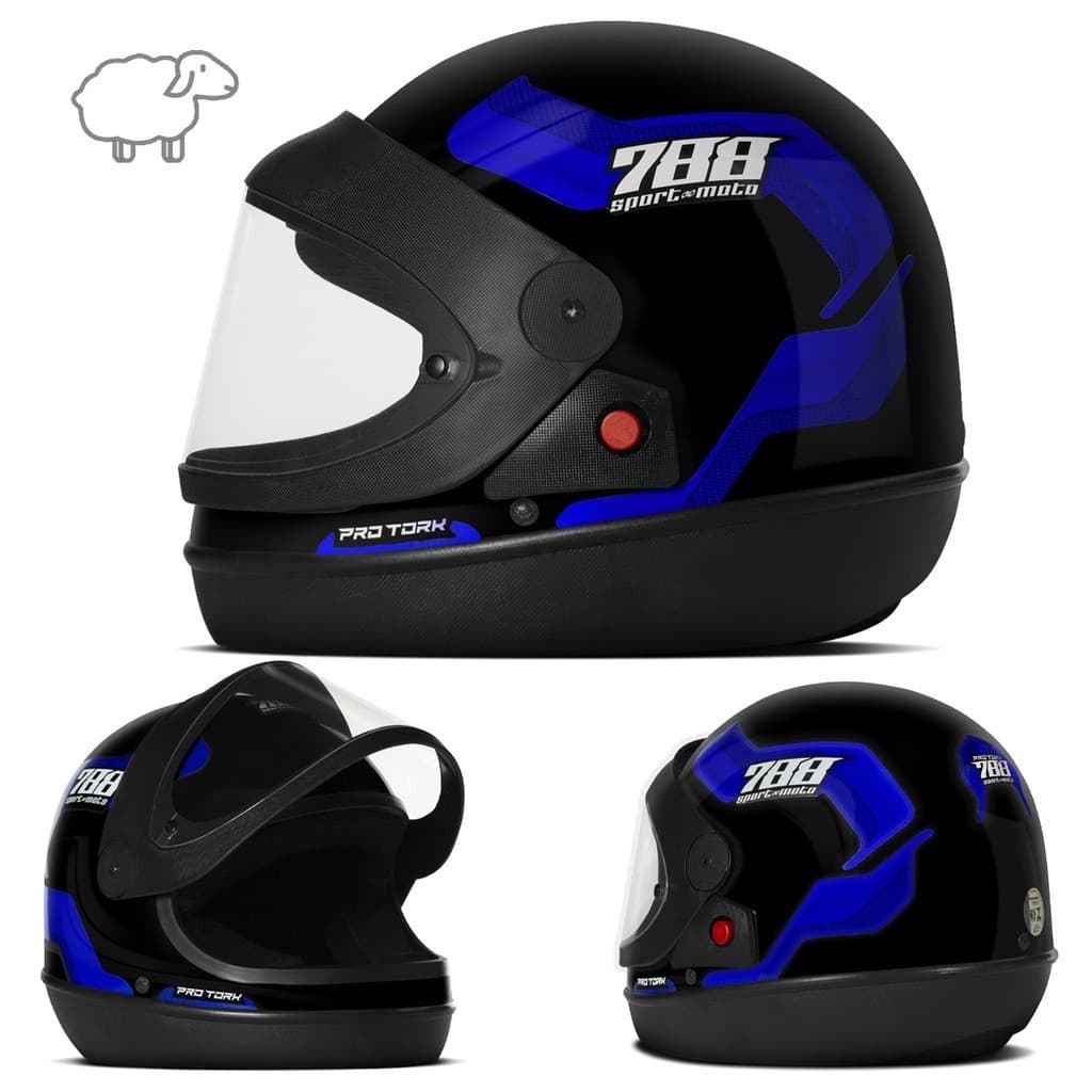 CAPACETE SPORT MOTO 788 Fechado Automatico Barato Pro Tork Masculino Feminino Moto AZUL