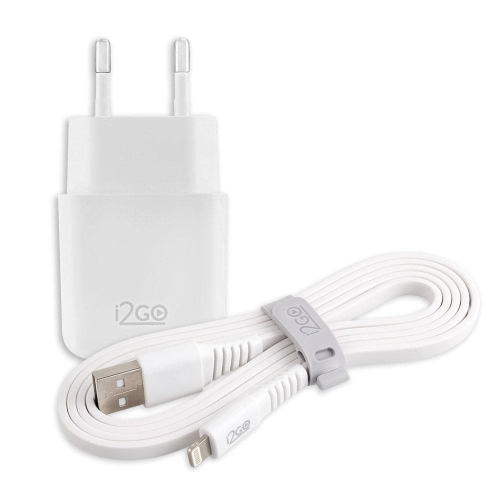 Kit Carregador De Parede Rápido + Cabo Lightning  MFI i2GO para iPhone 5 até iPhone 14