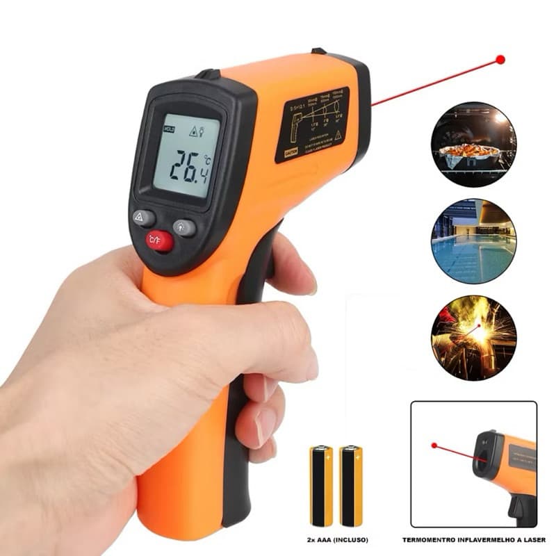 Termômetro Laser Digital Infravermelho Industrial Cozinha Laser Medição Temperatura 50ºc - 400ºc