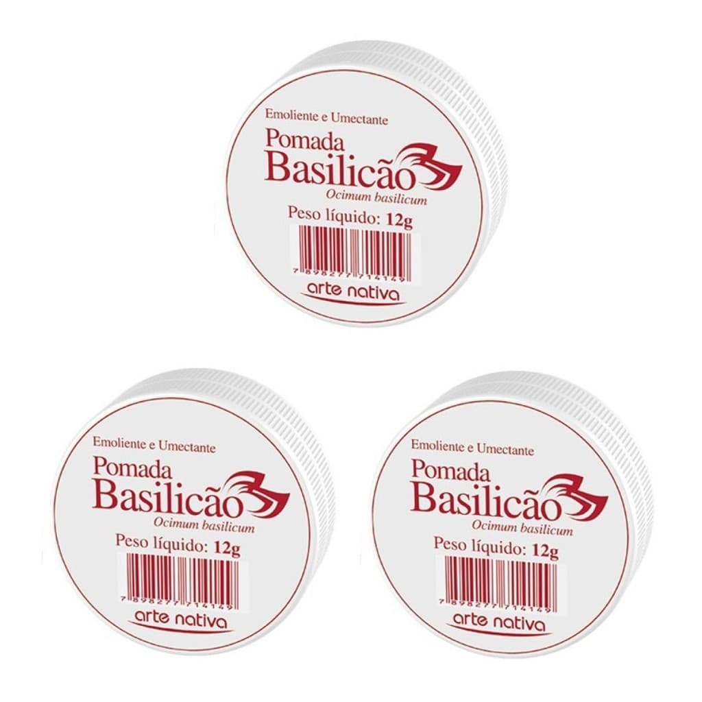 Kit 3 Pomada Basilicão 12g Emoliente Umectante - Arte Nativa