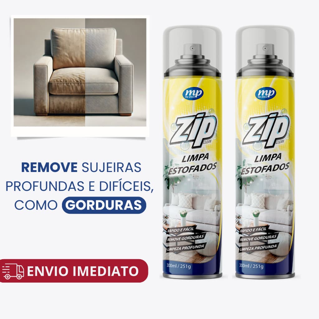 Kit Limpa Estofados Spray Zip 300ml My Place Carro Sofá Tapete Colchão Almofada