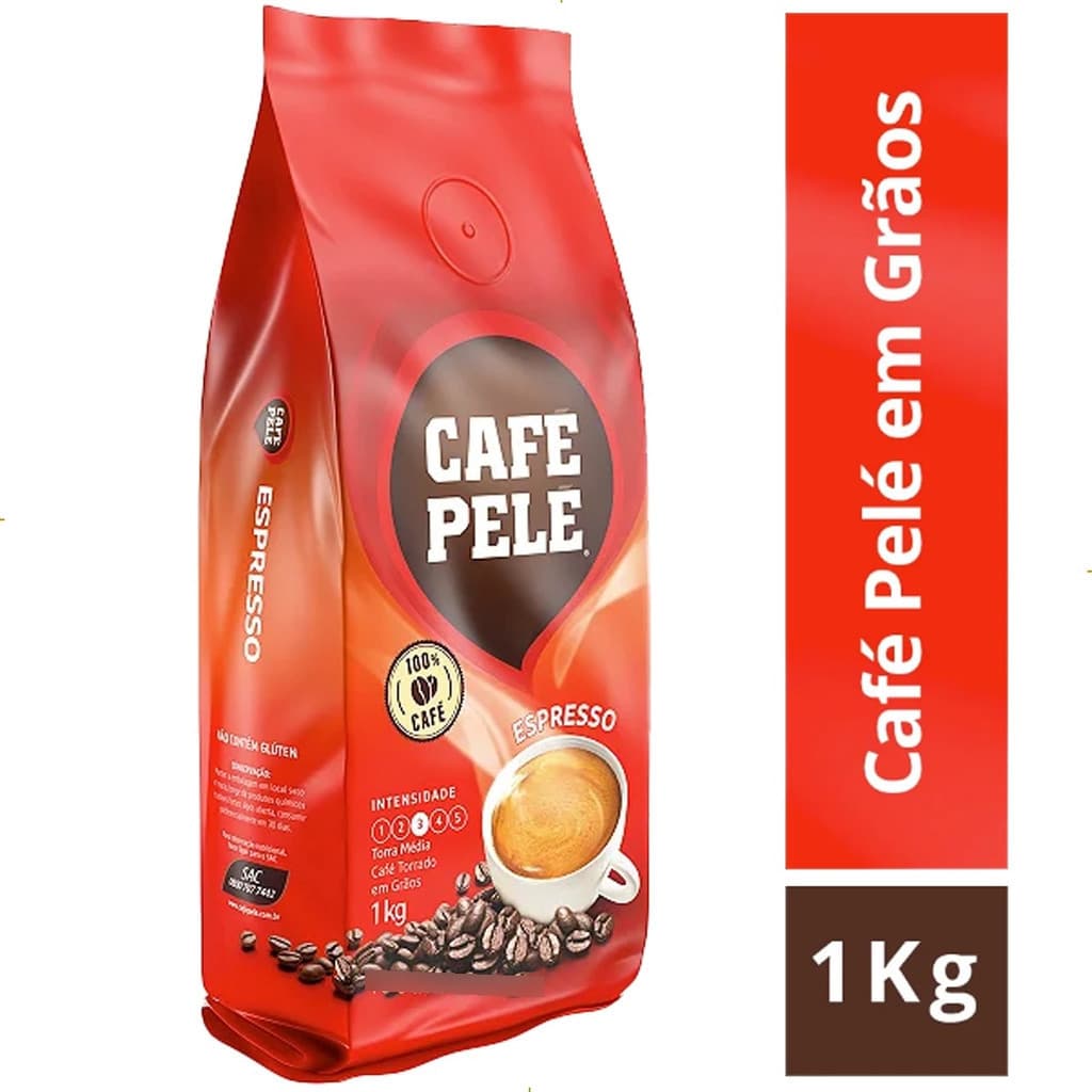 Café Pelé Pouch Espresso Superior Puro Torrado Em Grãos 1kg