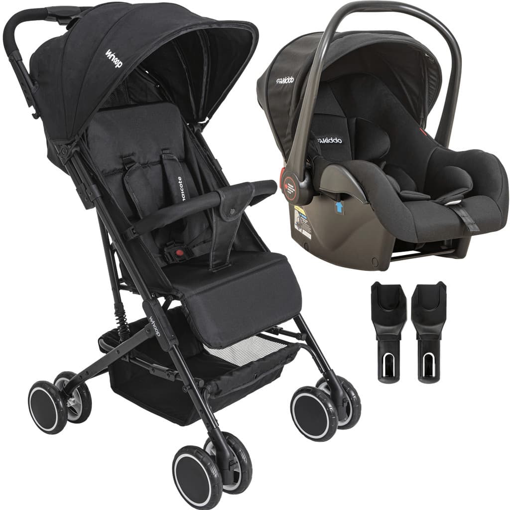 Carrinho de Bebe Mascote Preto com Bebe Conforto Kiddo