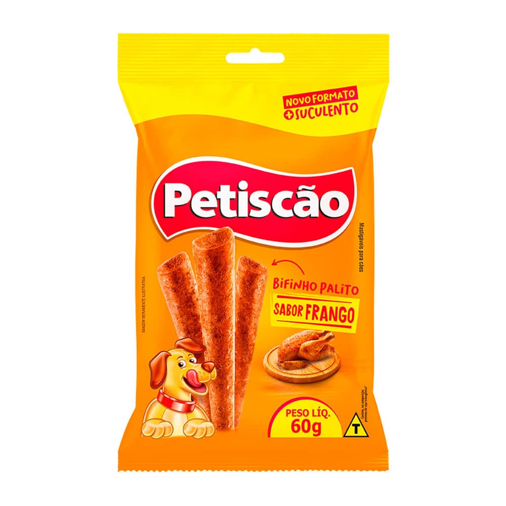 Bifinho Mastigável Petiscão Palito Para Cães Sabor Frango 60g