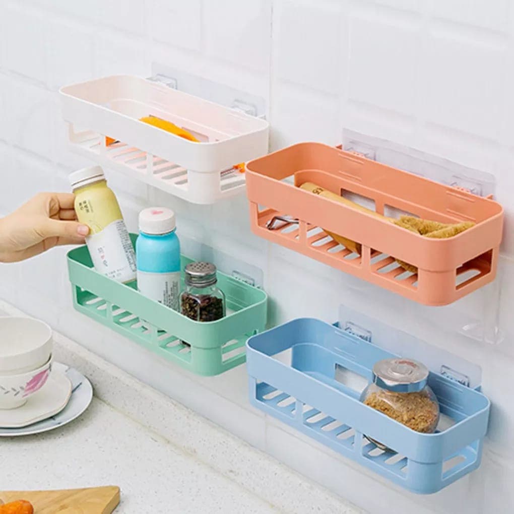 Suporte Organizador De Parede Plastico Com Adesivo Sem Fura Parede Retangular - KL-RL2193