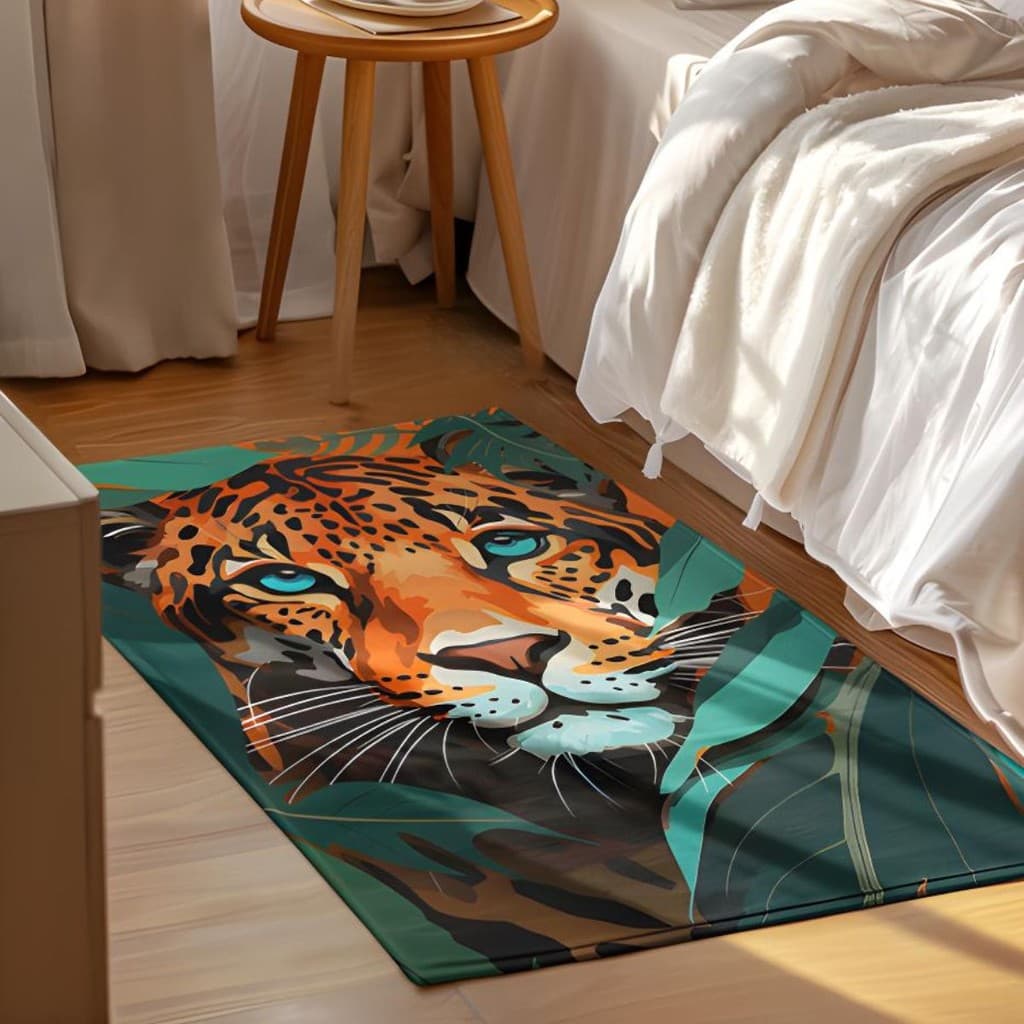 Tapete Decorativo Onça 118x70cm Antiderrapante Sala, Quarto e Escritório