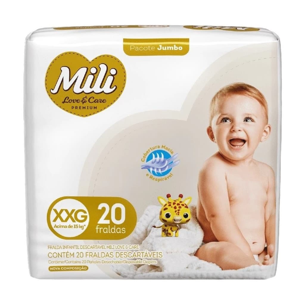 Fralda Mili Love Care Jumbo XXG Com 20 Fraldas