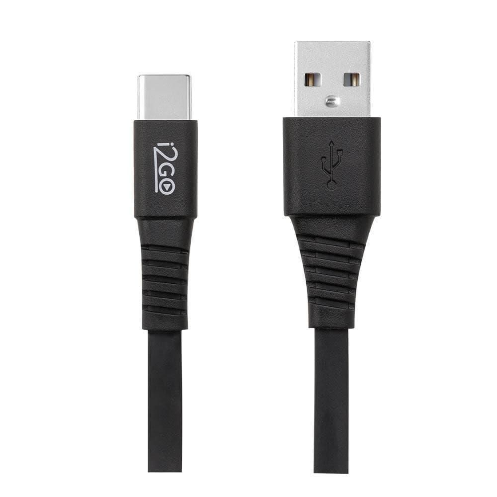 Cabo USB-C Tipo C i2GO Original 1,2m 2,4A Carregamento Rápido Flat Preto