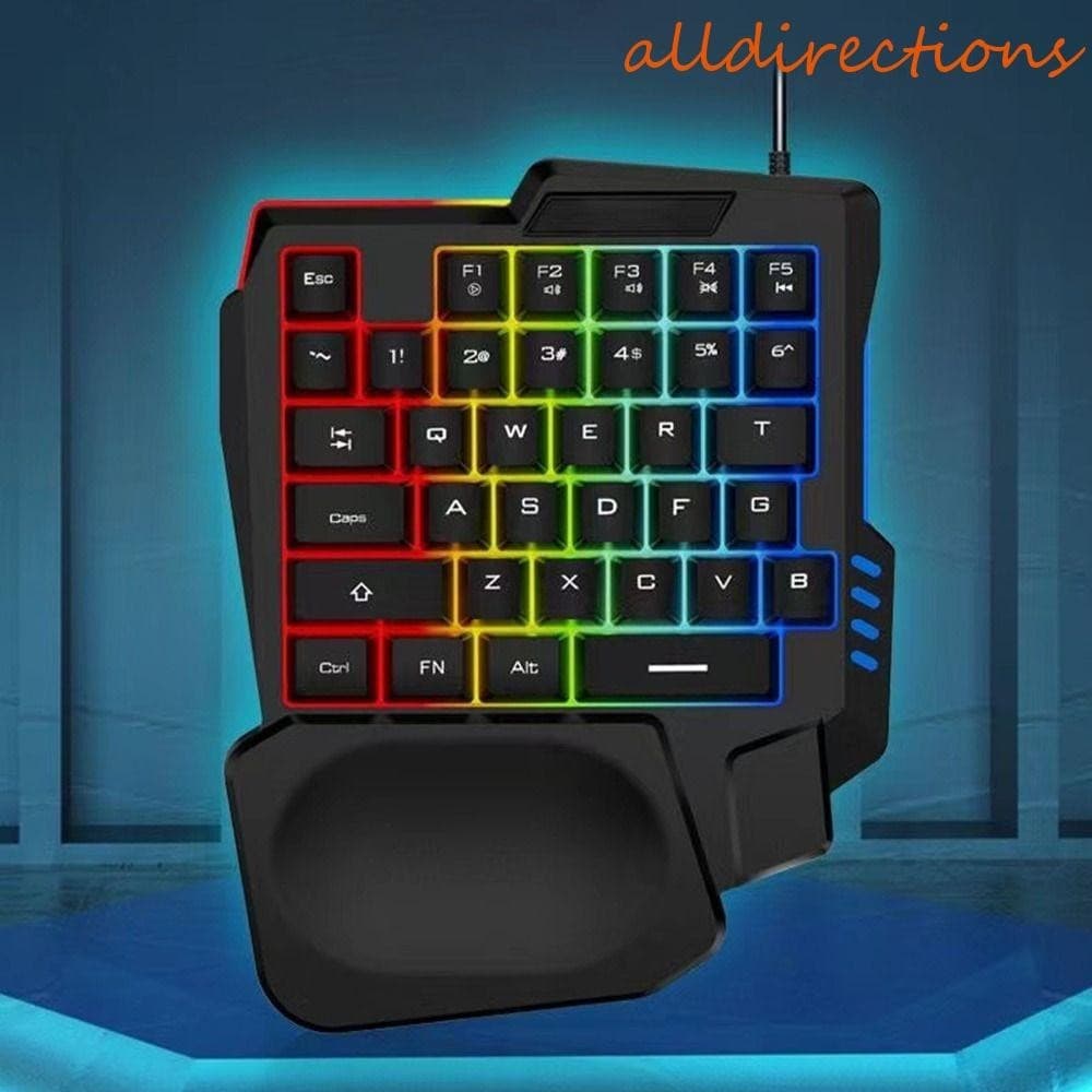 Teclado De Mão Única ALLDIRECTIONS , USB Luminoso De Uma Mecânico Para Jogos Com Fio