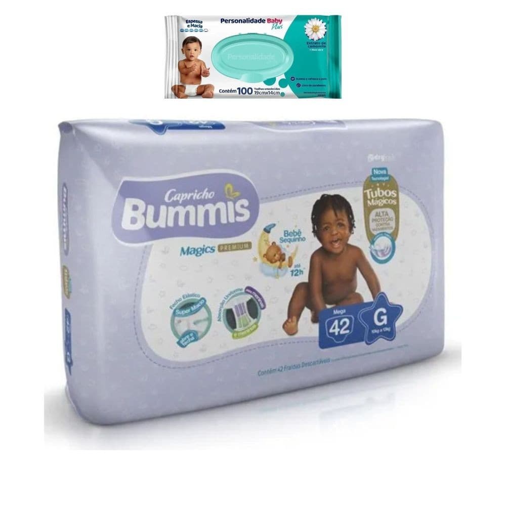 Kit Fralda Infantil Bummis e Toalha Umedecida Personalidade