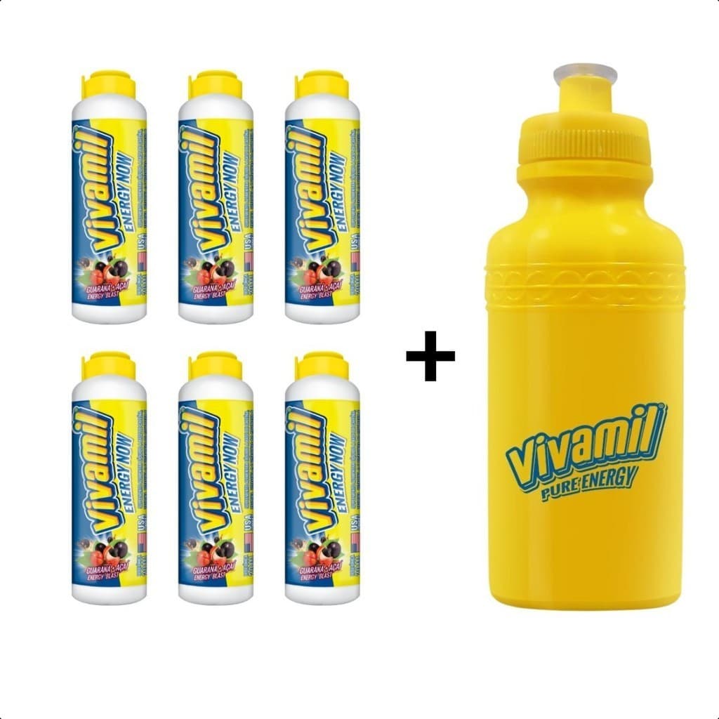 Kit 6 Energético Vivamil Flaconete 20ml + Squeeze Vivamil