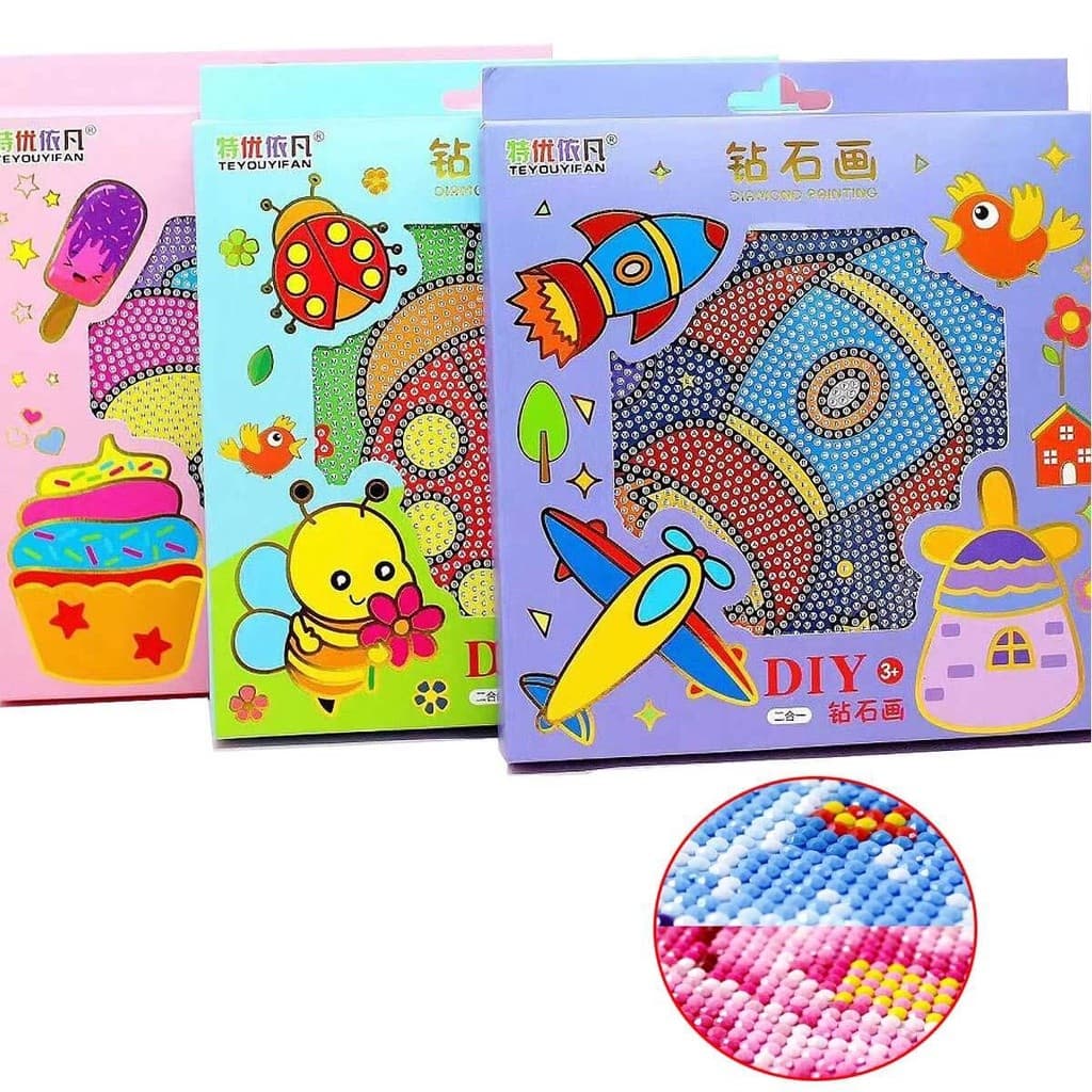 Kit Pintura Tela Desenho Colorir Arte Adesivo 5D Diamante Pedrinha Cristais Relaxante Antiestresse Arte Blogueira
