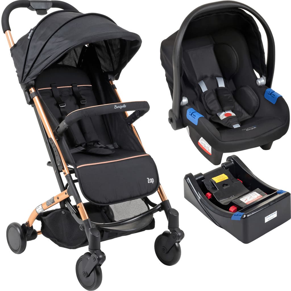 Carrinho de Bebe + Bebe Conforto + Base Burigotto Zap Metal Cobre