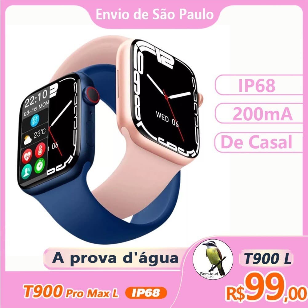 Smartwatch T900 Pro Max Relógio de casal Presente para namorada Relógio inteligente à prova d'água