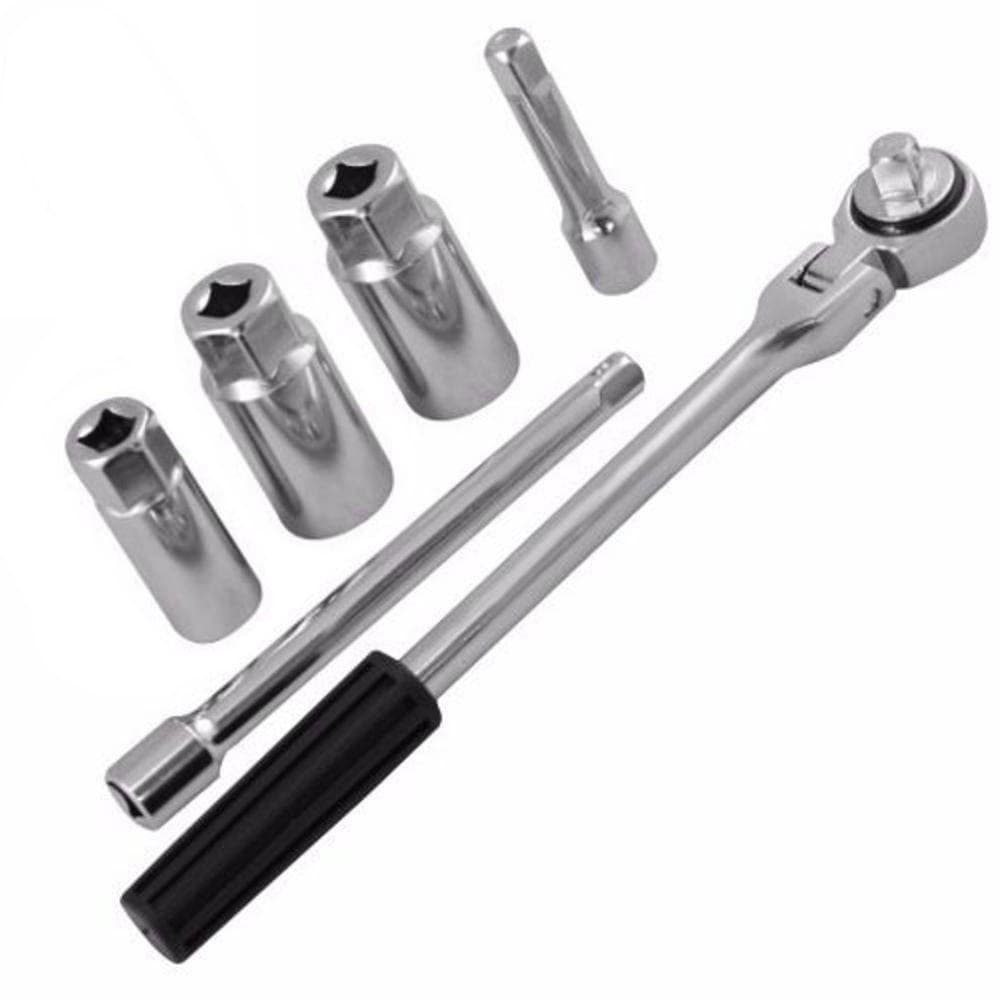 Jogo Chave De Vela Com 6 Peças Catraca Extensão E Soquete 16 18 E 21 mm