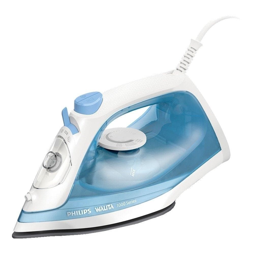 Ferro de Passar a Vapor Philips Walita DST1050 | Serie 1000 com Base Antiaderente, Branco/Azul