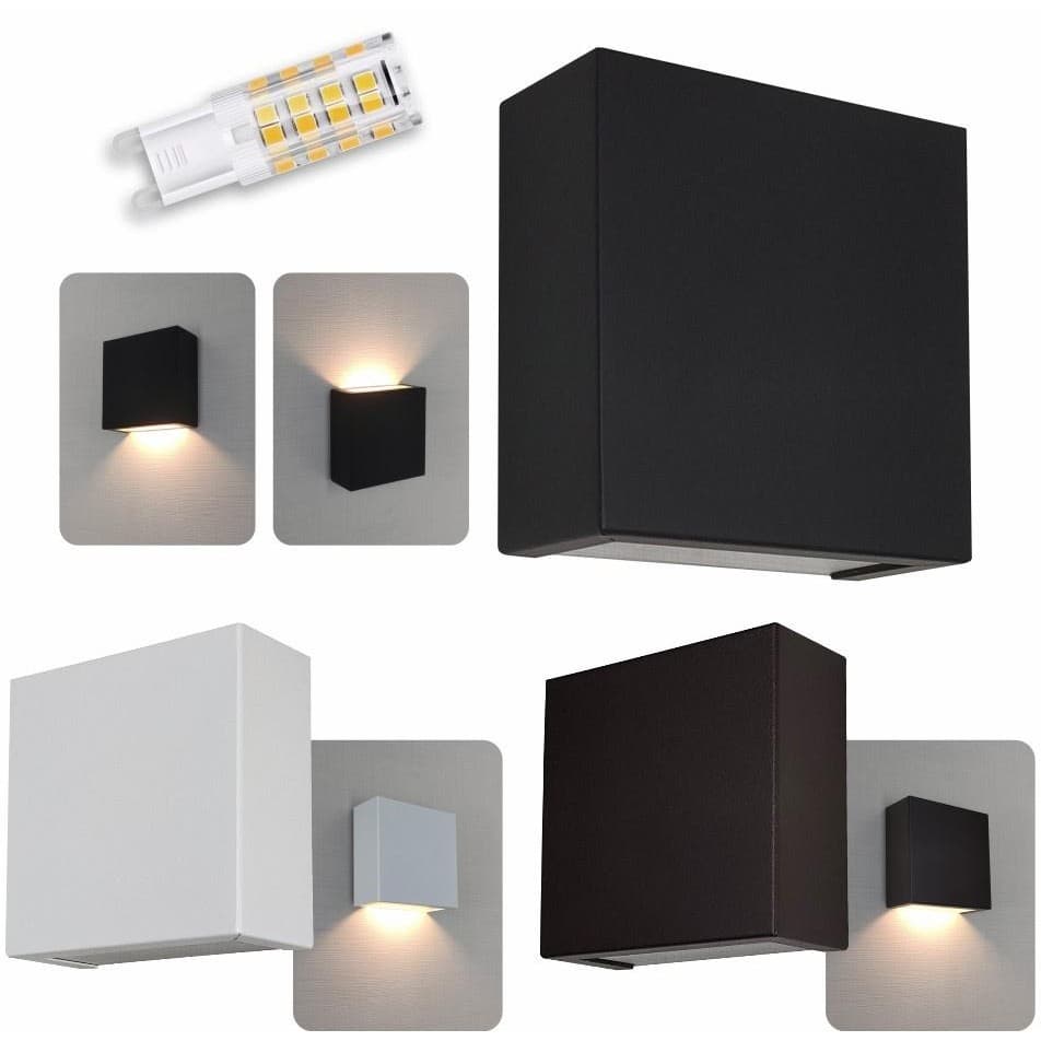 Kit 2 Arandela Efeito Parede Slim 1 Facho 11cm + Led G9 Luminaria Decoração Premium Muro Externo