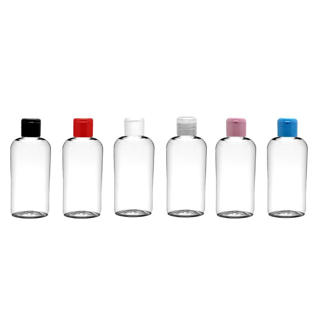 30 Frascos Plástico Pet 60 Ml Oval Tampa Flip Top para viagem sabonete líquido, álcool gel, cremes e shampoo