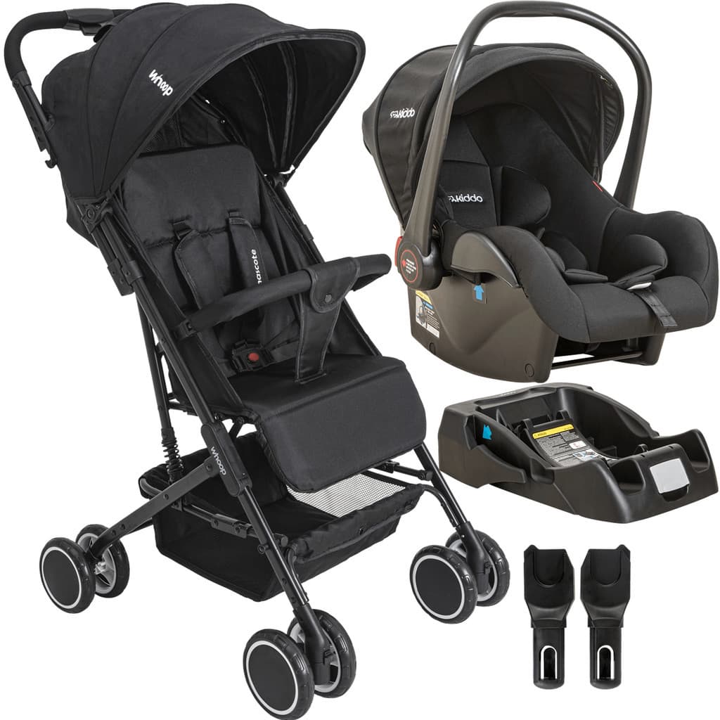 Carro de Bebe com Bebe Conforto e Base Kiddo Mascote Preto