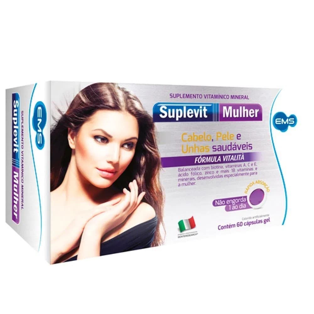 Vitamina Suplevit Cabelo Pele e Unhas Mulher 60 Cps - Ems