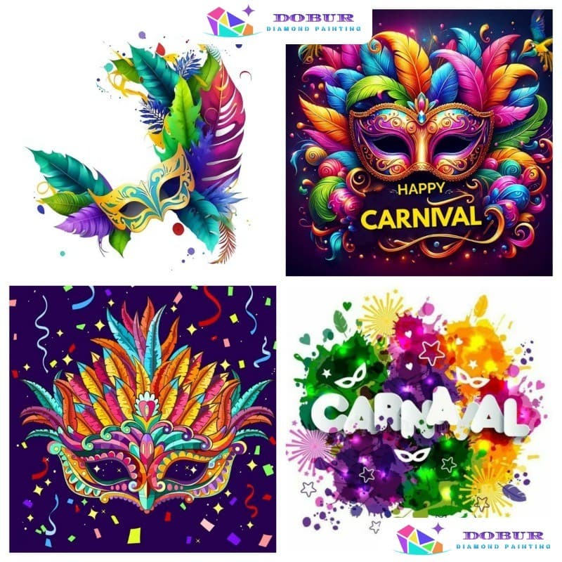 DOBUR | Conjunto De Pintura Diamante Máscara De Carnaval Paisagem 5D DIY Redonda/Quadrada Tela De Broca Completa Com Núm