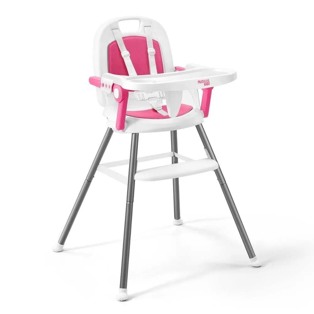 Cadeira Para Alimentação Bebê Cor Rosa Ajustável Suporta Ate 25 Kg Assento Elevatório - Multikids