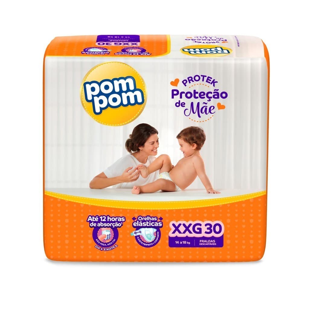Fralda Pom Pom Derma Protek Mega XXG com 30un