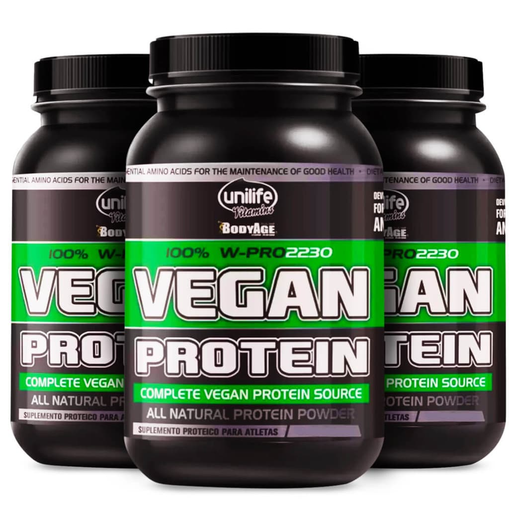 KIT 3 WHEY PROTEIN VEGAN CHOCOLATE 0% LACTOSE BodyAge UNILIFE