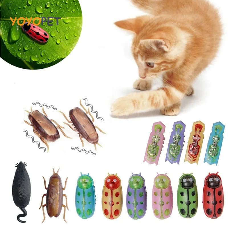 Brinquedos Baratos E Joaninhas Divertidos Túneis Automáticos De Catnip Mini Robôs Vibrações De Insetos A Bateria