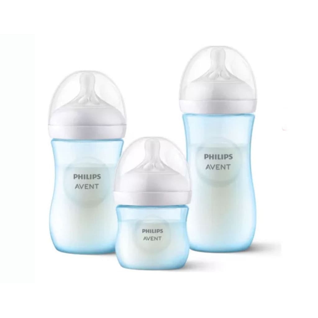 Kit 3un Mamadeira Avent Philips Pétala 125/260/330 Azul Antivazamento