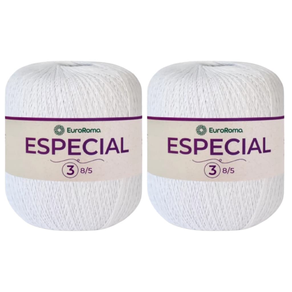 Kit 2 Novelos Fio 3 Especial 1400 Metros 8/5 EuroRoma 369 TEX Barbante Crochê Tricô Bolsas Amigurumi
